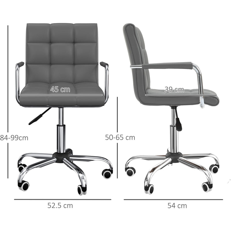 PU Leather Swivel Desk Chair Grey