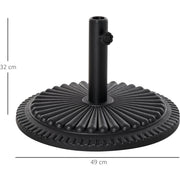 Outsunny Garden 15kg Round Parasol Base Cement Outdoor Umbrella Weight Stand Black Outsunny