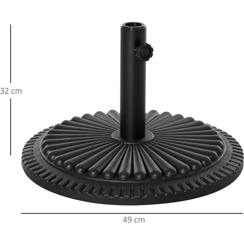 Outsunny Garden 15kg Round Parasol Base Cement Outdoor Umbrella Weight Stand Black Outsunny