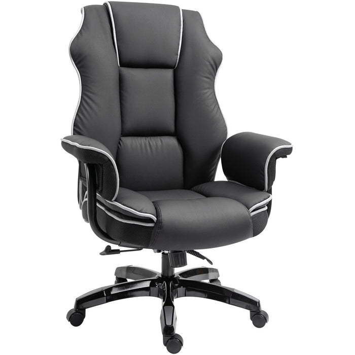 Modern Swivel Gaming Chair, High-Back, Faux Leather, Black