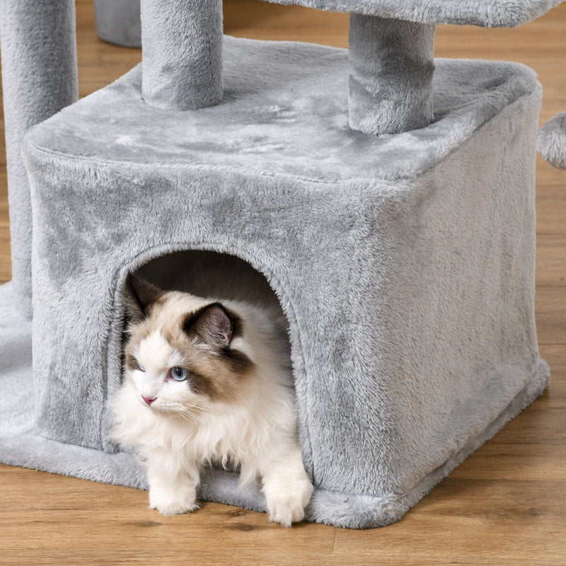114cm Grey Cat Tree, Climbing Centre, Sisal Post, Condo