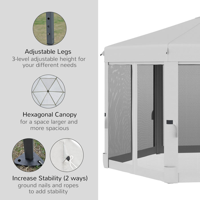 Hexagonal Pop Up Gazebo With Sides, Travel Case, 3.2m