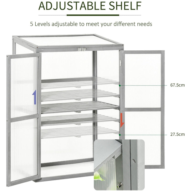 Garden Polycarbonate Cold Frame, L76xW47xH110cm, Grey
