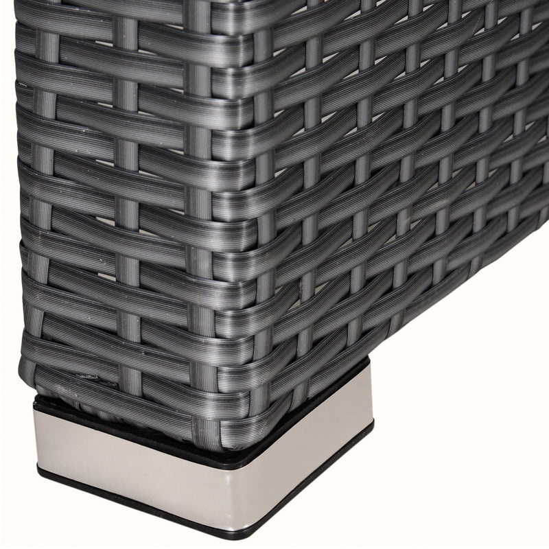 Image of an Outsunny 7 Seater Rattan Garden Furniture Set With Coffee Table Footstools and Reclining Armchairs Grey Rattan and Light Grey Cushions