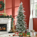 6ft Snow Flocked Artificial Pencil Christmas Tree with Realistic Cypress Branches - Green, Auto Open AOSOM