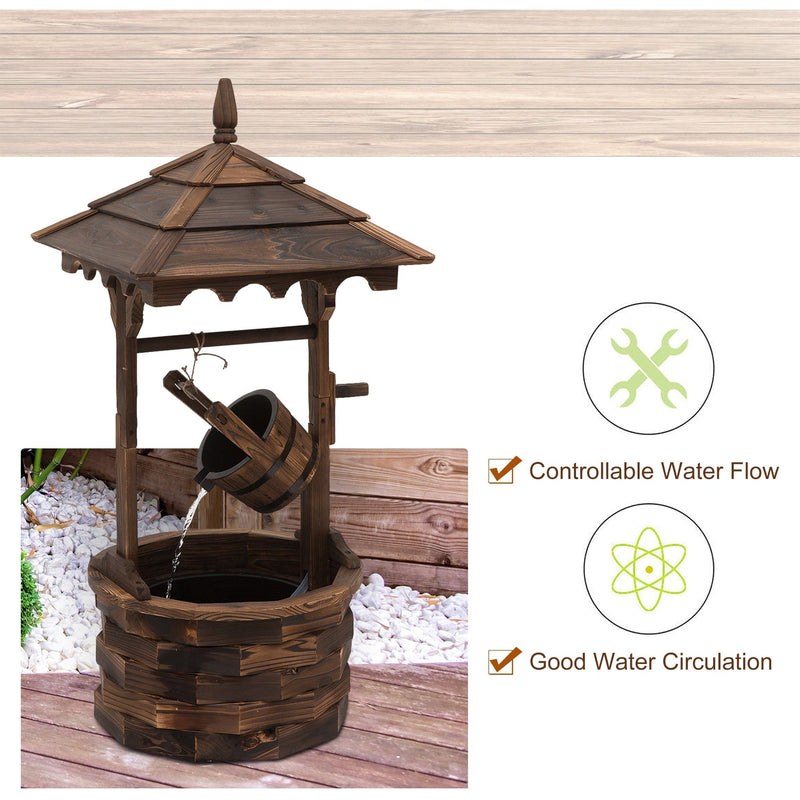 Fir Wood Garden Decor Wishing Well Waterfall