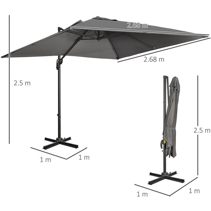 2.7x2.7m Cantilever Parasol - Dark Grey