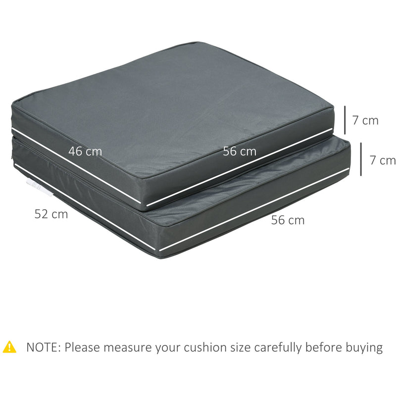 Outsunny Set of 2 Garden Seat and Back Cushion Set, Replacement Cushions for Outdoor Furniture with Seat Cushion and Back Cushion, Dark Grey Outsunny