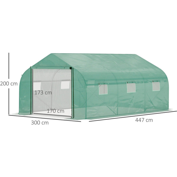 Walk In Polytunnel Greenhouse, PE Cover, 4.5x3x2m