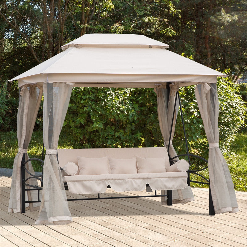 Outdoor 2-in-1 Convertible Garden Swing Chair Bed Outsunny