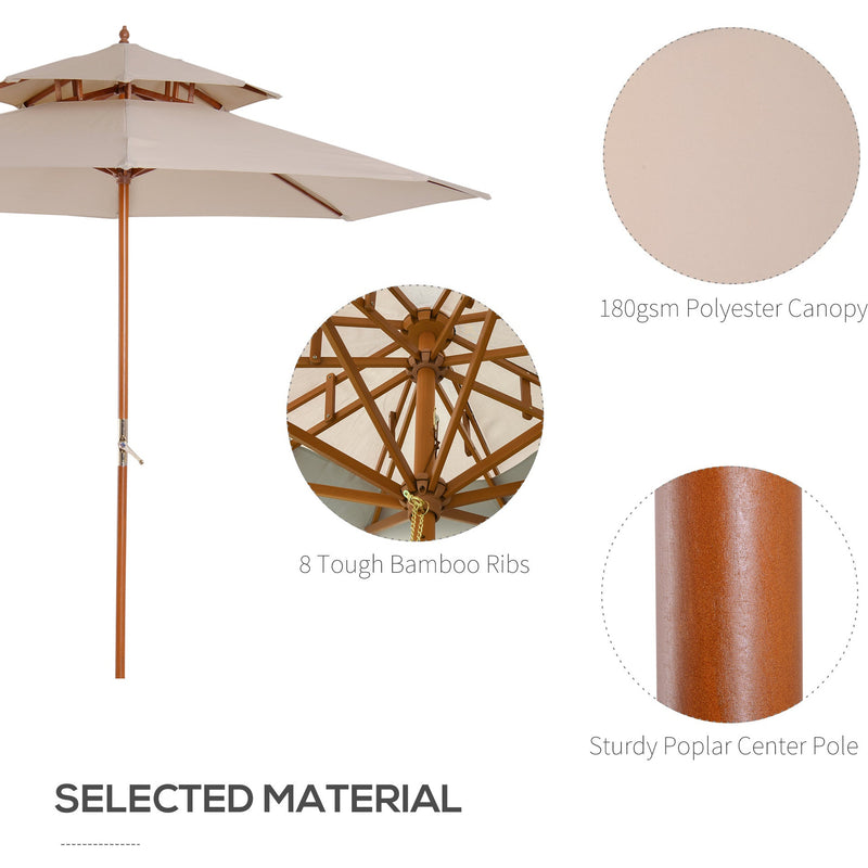 Large Outdoor Umbrella, 2.7m, 2 Tier