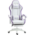 Comfy Purple Leather Gaming Chair with Footrest Vinsetto