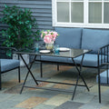 Folding Outdoor Table for 6 with Parasol Hole Outsunny
