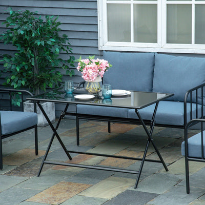 Folding Outdoor Table for 6 with Parasol Hole Outsunny