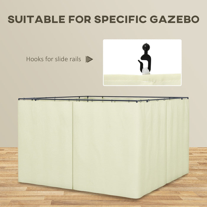 4 Sides For Gazebo Curtain Sidewalls, Fits Most 3x3m Gazebos