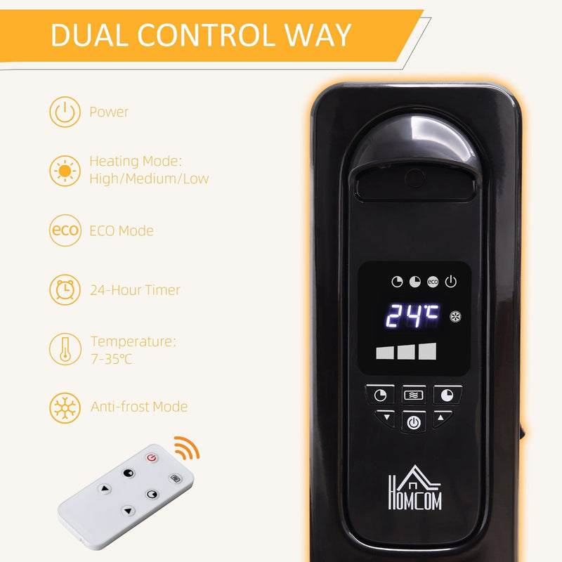 Oil Filled Radiator, LED Display, 3 Settings, Remote, 2180W