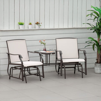 Beige Garden Double Glider with Table Outsunny
