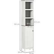 Antique White Tall Bathroom Cabinet With 3 Open Shelves Kleankin