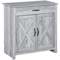 Grey Grain Farmhouse Sideboard with Barn Door Homcom