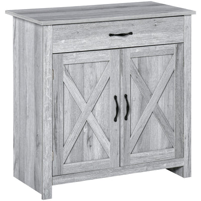Grey Grain Farmhouse Sideboard with Barn Door Homcom