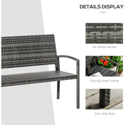 2 Seater Patio Rattan Bench, Grey Outsunny