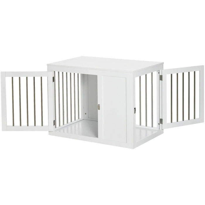 Dog Crate End Table, Double Door, Medium Dogs, White