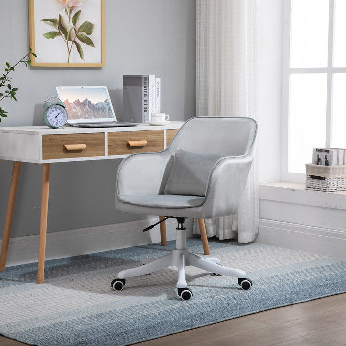 Grey Velvet Office Chair with Rechargeable Vibration Massage