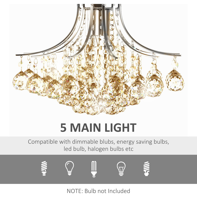 Elegant Crystal Chandelier, 3-Light K9 Crystal, D40x28cm