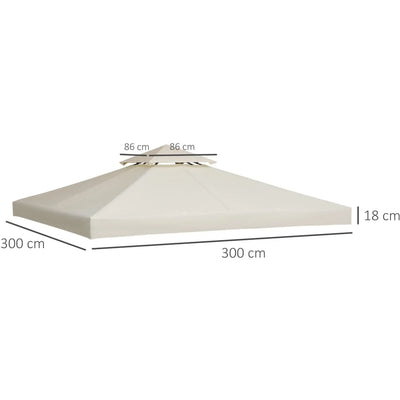 Waterproof Gazebo Canopy Replacement 3x3, Cream (Top Only) Outsunny
