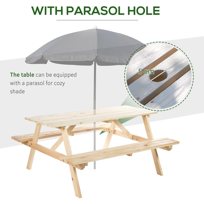 4 Seater Picnic Table with Umbrella Hole