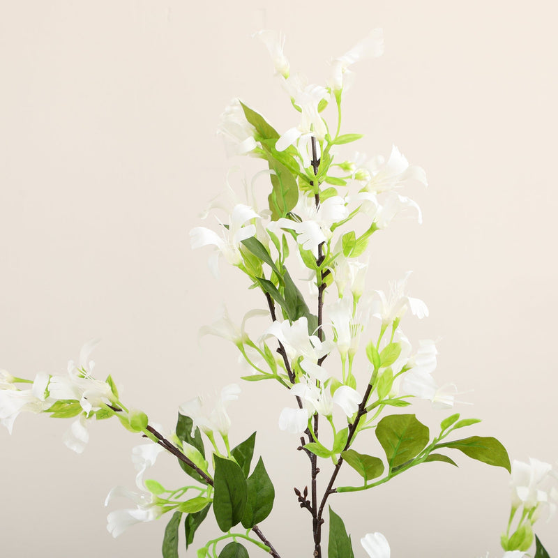 Artificial Honeysuckle Plant in Pot, White/Green