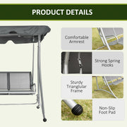 Deluxe 3 Seater Garden Swing Chair with Adjustable Canopy Outsunny