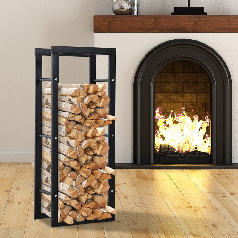 Tall Metal Firewood Log Holder, Indoor/Outdoor, Rust-Resistant