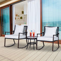 2 Seater Rattan Rocking Set with Round Coffee Table - Brown Outsunny