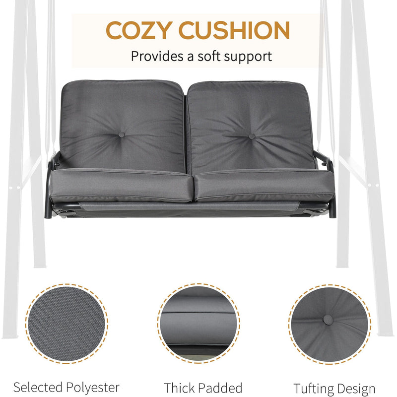 Garden Swing Chair 2 Seater, Grey Outsunny