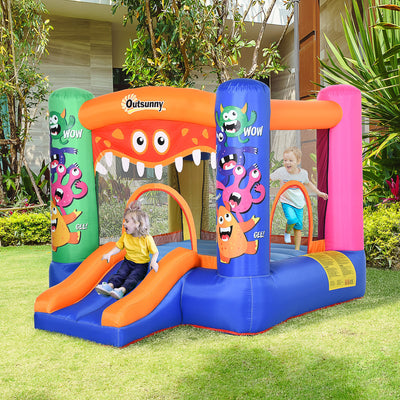 Inflatable Bouncy Castle Play Centre for Kids with Slide and Trampoline for Fast Indoor or Garden Fun Outsunny