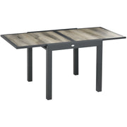 Outsunny Extending Garden Table, Outdoor Dining Table for 6, Aluminium Frame Rectangular Patio Table with Plastic Board Tabletop, Beige Outsunny