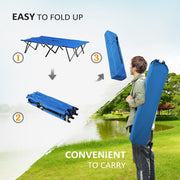 Outsunny Double Camping Cot Foldable Sunbed Outdoor Patio Sleeping Bed Super Light w/ Carr Bag (Blue) Outsunny