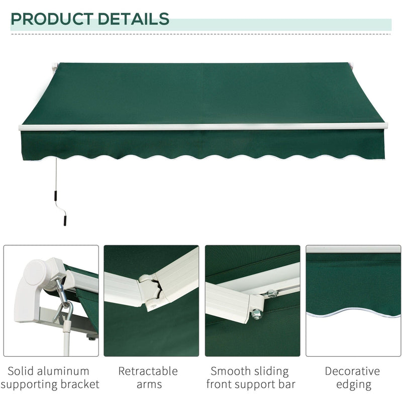 Awning For Patio - Manual Hand Crank 3 x 2m Aluminium Frame