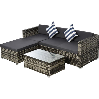 4 Seater Outdoor Rattan Sofa Set with Coffee Table, Cushions Outsunny