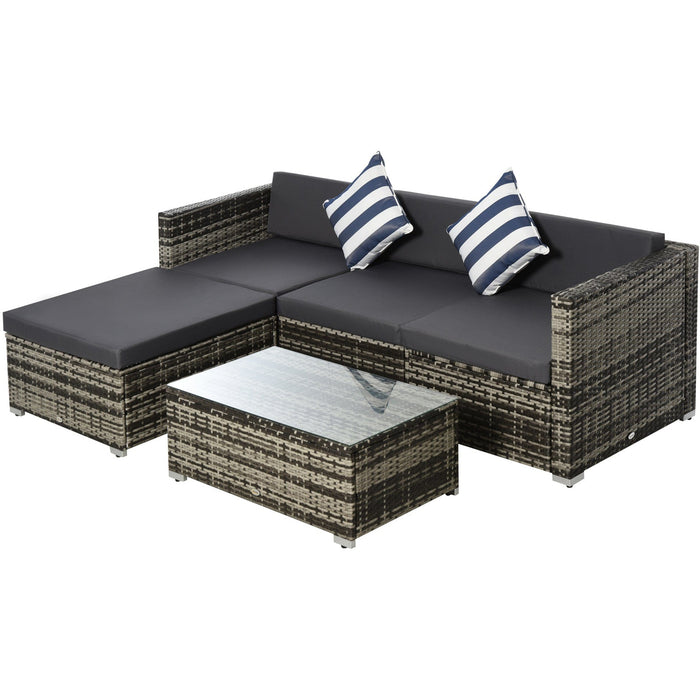 4 Seater Outdoor Rattan Sofa Set with Coffee Table, Cushions