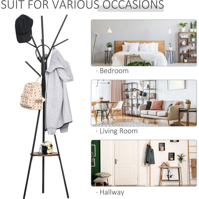 Stylish Coat Rack Stand, 9 Hooks, 1 Shelf, 180cm