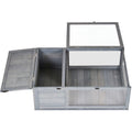 Wooden Tortoise House With Mesh Roof - Grey Pawhut
