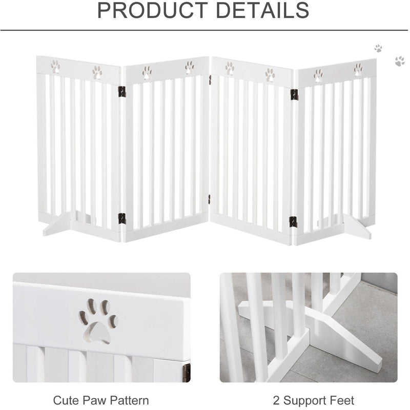 Freestanding Wooden Pet Gate, 204L x 30W x 75H cm, White