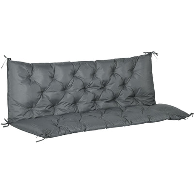 Dark Grey 3 Seater Garden Bench Cushion with Ties - 98x150cm Outsunny