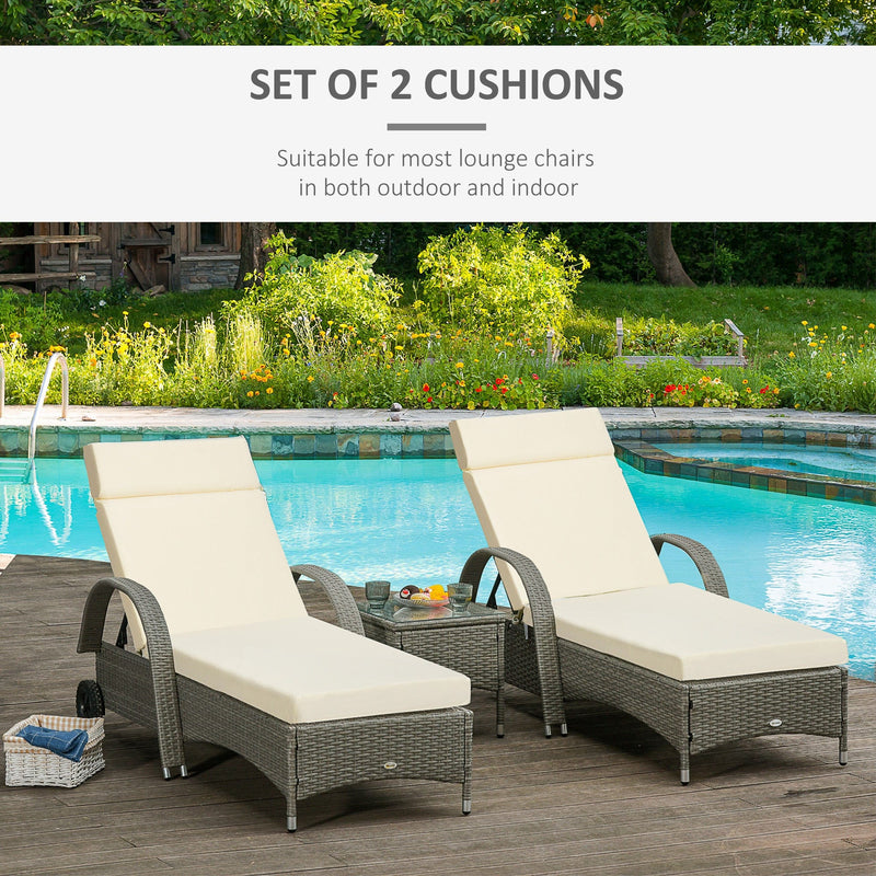 Sun Lounger Cushions with Ties 196x55cm White Outsunny