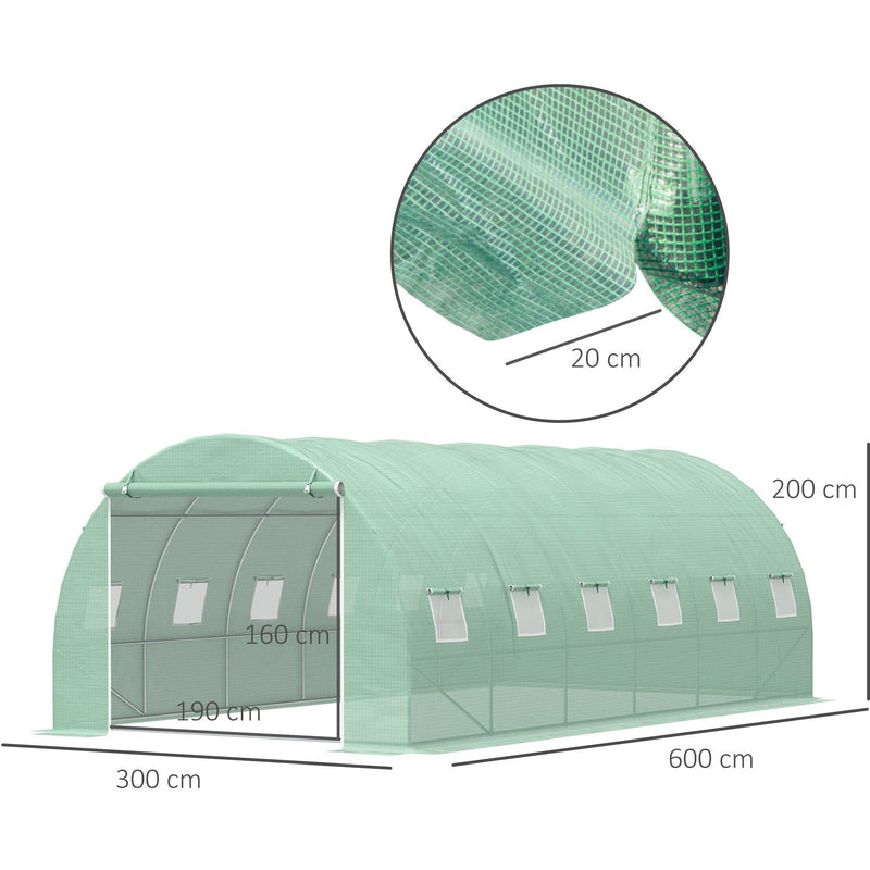 Polytunnel Greenhouse, Steel Frame, Zipped Door