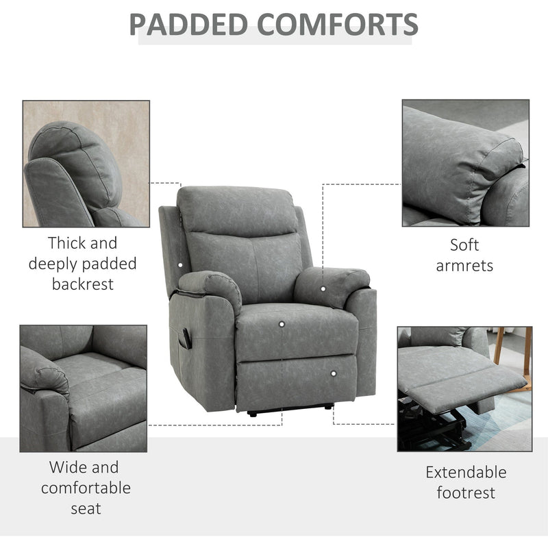 Power Lift Chair for Elderly, Grey Faux Leather