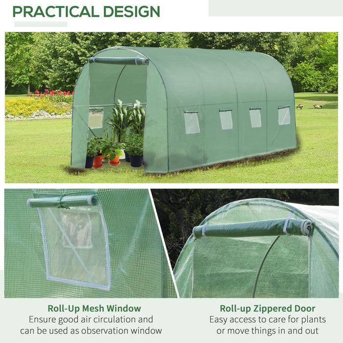 Walk In Polytunnel Greenhouse, Zip Door, 8 Windows, 4x2m