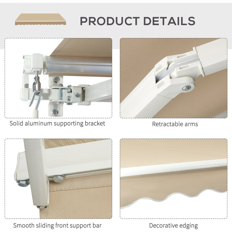 Manual Retractable Awning, 2.5x2 m, White Frame